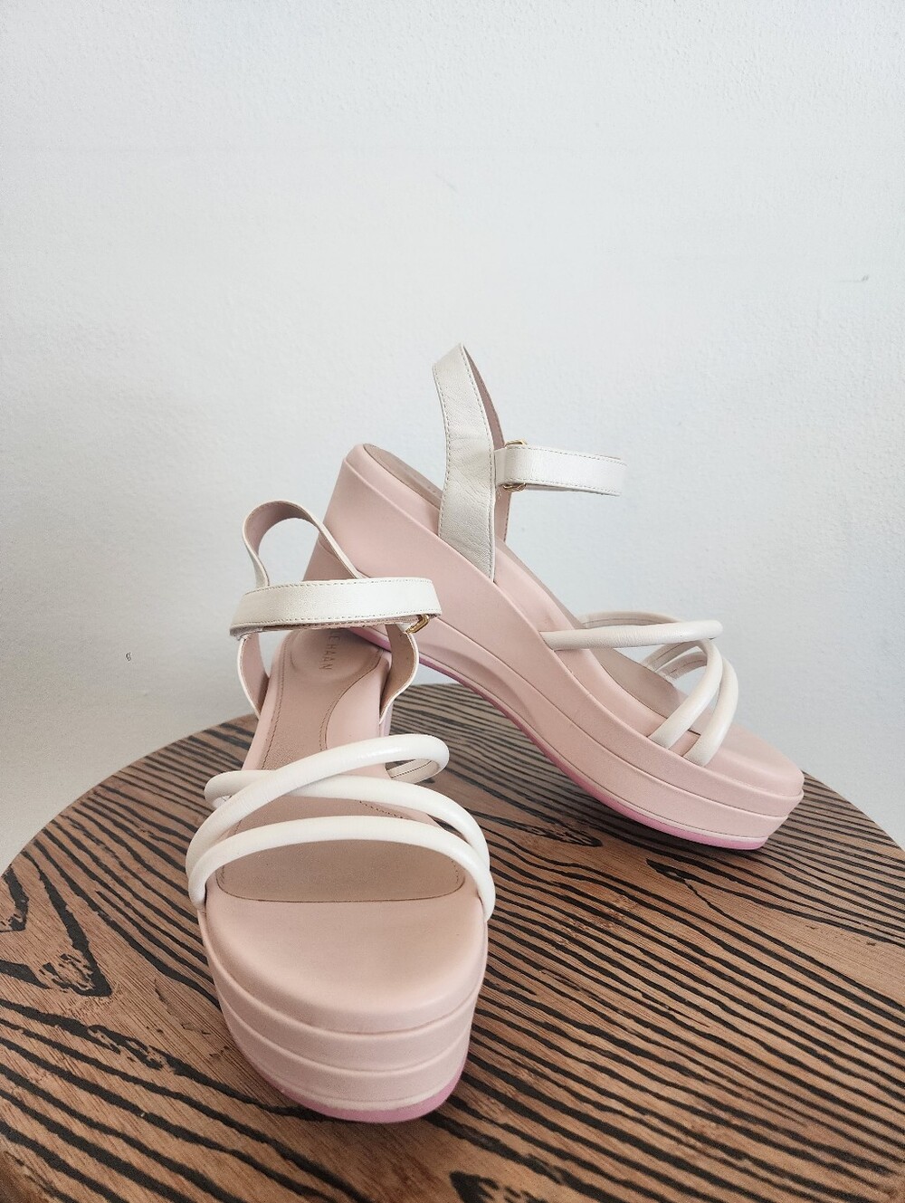 Cole Haan Grand Ambition Addison Strappy Wedge Sandals White Pink Women's Size 7 - Picture 4 of 16
